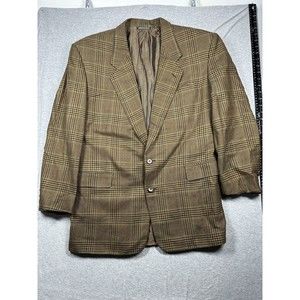Pal Zileri Wool Blazer Sport Coat Jacket Men 44 R Brown Blue Plaid Italy